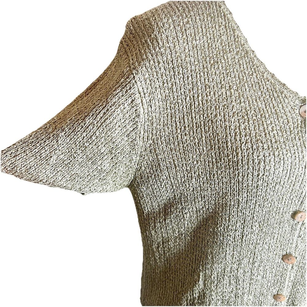 Prophecy By Sag Harbor Silk Blend Top Blouse Size L Knit Short Sleeves Buttons - Picture 3 of 7